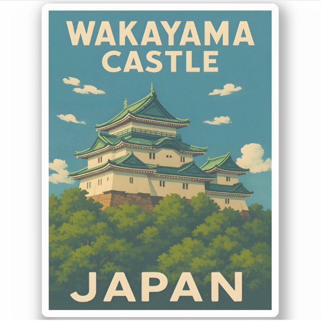 Retro Vintage Travel Wakayama Castle Japan (Front)
