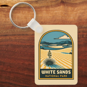 Retro Vintage Travel White Sands National Park Keychain
