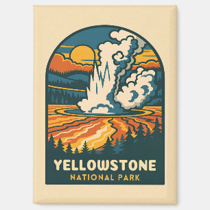 Retro Vintage Travel Yellowstone National Park Magnet