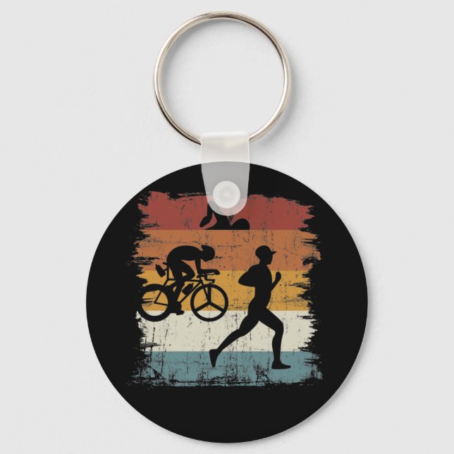 Retro vintage Triathlon Keychain (Front)