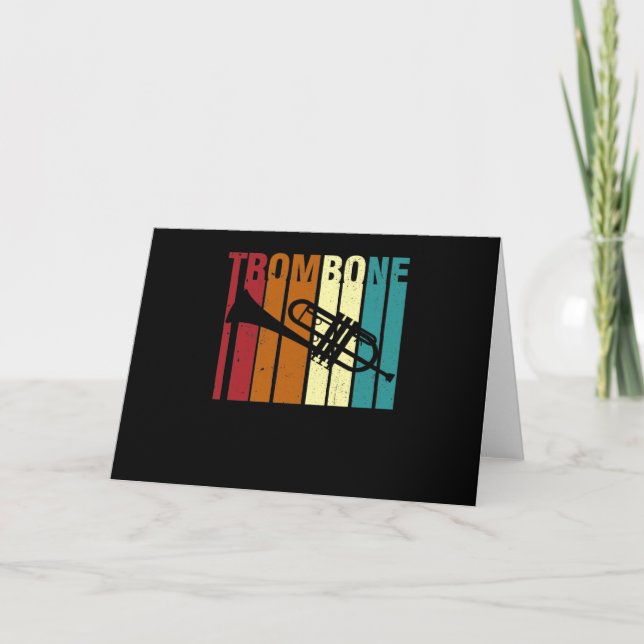 Retro Vintage Trombone Marching Band Trombone Card (Front)