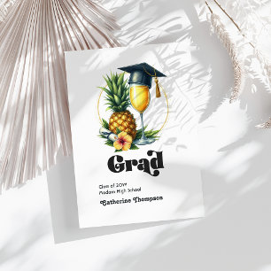 Retro Vintage Tropical Brunch Graduation Photo Announcement