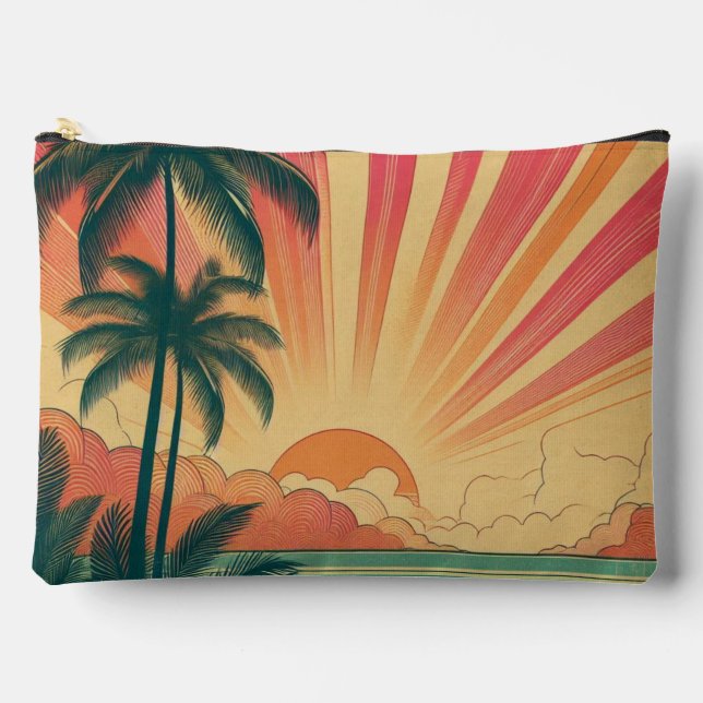 Retro/vintage tropical/Hawaiian sunset  Accessory Pouch (Front)