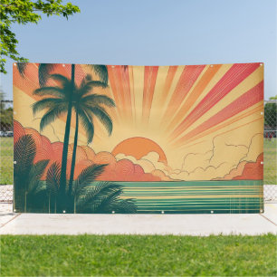 Retro/vintage tropical/Hawaiian sunset  Banner