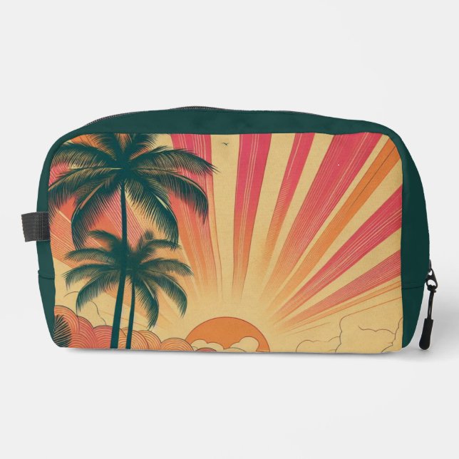 Retro/vintage tropical/Hawaiian sunset  Dopp Kit (Front)