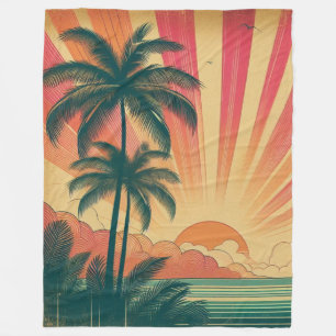 Retro/vintage tropical/Hawaiian sunset Fleece Blanket