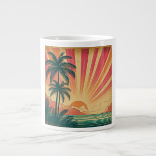 Retro/vintage tropical/Hawaiian sunset Large Coffee Mug