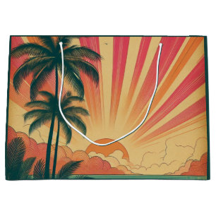 Retro/vintage tropical/Hawaiian sunset  Large Gift Bag
