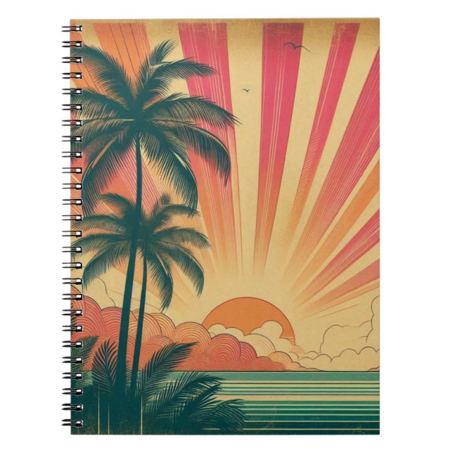 Retro/vintage tropical/Hawaiian sunset  Notebook (Front)