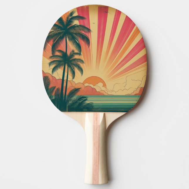 Retro/vintage tropical/Hawaiian sunset  Ping Pong Paddle (Front)