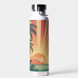 Retro/vintage tropical/Hawaiian sunset Water Bottle