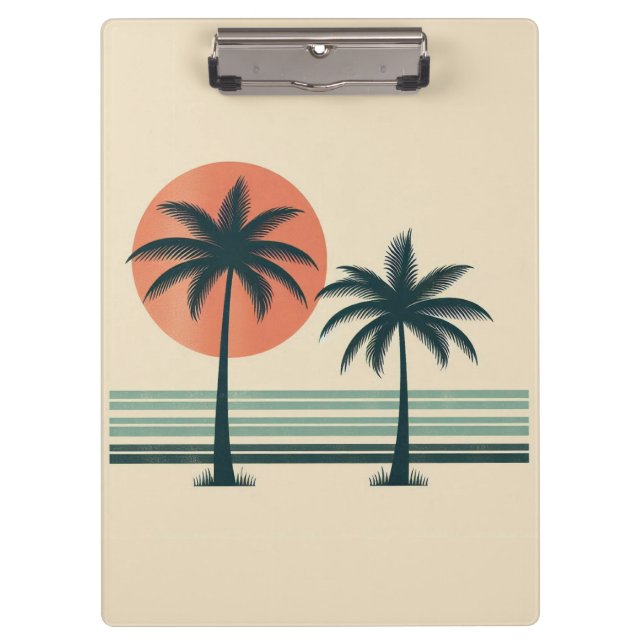 Retro/vintage tropical palms tree clipboard (Front)