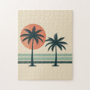 Retro/vintage tropical palms tree jigsaw puzzle