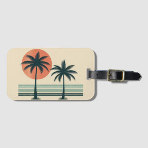 Retro/vintage tropical palms tree luggage tag