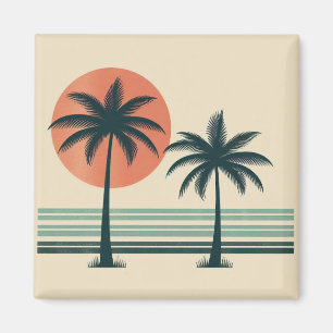 Retro/vintage tropical palms tree magnet