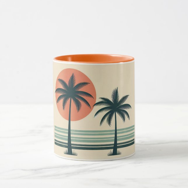 Retro/vintage tropical palms tree mug (Center)