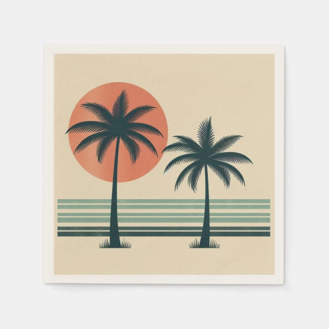 Retro/vintage tropical palms tree napkin (Front)