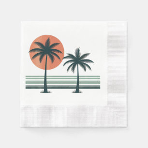 Retro/vintage tropical palms tree napkin