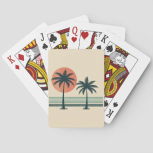 Retro/vintage tropical palms tree playing cards