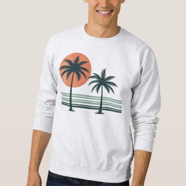 Retro/vintage tropical palms tree sweatshirt (Front)
