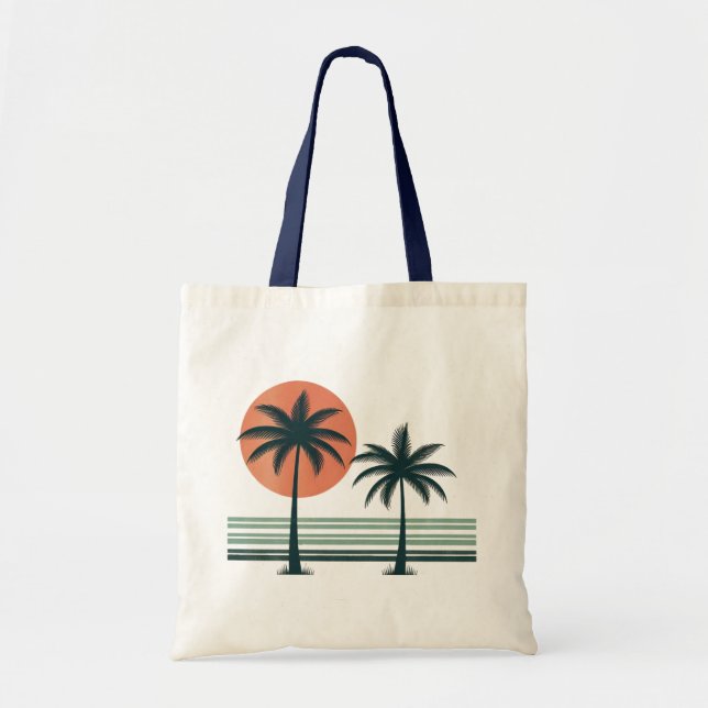Retro/vintage tropical palms tree tote bag (Front)
