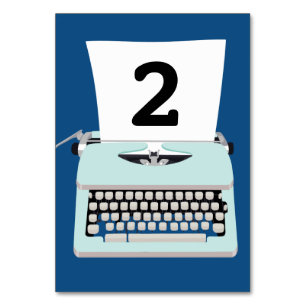 Retro vintage typewriter and paper design table number
