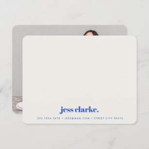 Retro Vintage Typography Royal Blue Stylish Photo Card