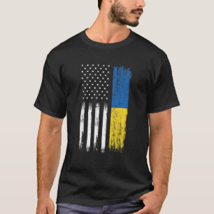 Retro Vintage Ukraine American Flag Pride Outfit U T-Shirt