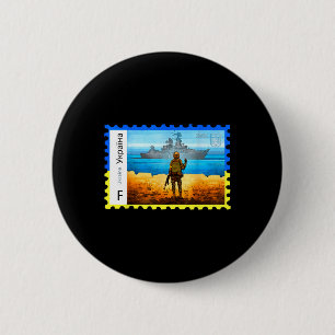 Retro Vintage Ukraine Postage Stamp Flag Pride 2 Inch Round Button