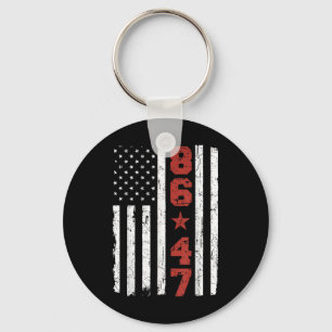 Retro Vintage Usa Flag 86 47 Anti Trump  Keychain