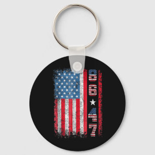 Retro Vintage Usa Flag 86 47 Anti Trump  Keychain