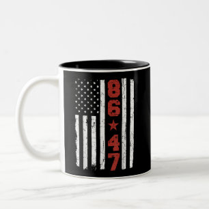 Retro Vintage USA Flag 86 47 Anti Trump Two-Tone Coffee Mug