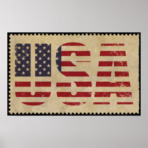 Retro Vintage USA Flag Poster