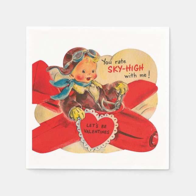 Retro vintage Valentine boy party Napkin (Front)