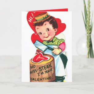 retro vintage Valentine butcher add sentiment Holiday Card