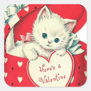 Retro Vintage Valentine cat Vacances sticker