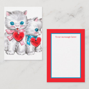retro vintage Valentine cats add message Card