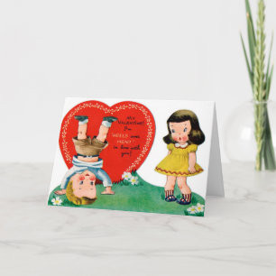 Retro Vintage Valentine couple add message card