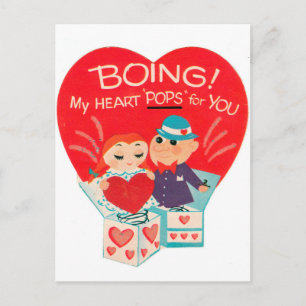 Retro Vintage Valentine couple Holiday postcard