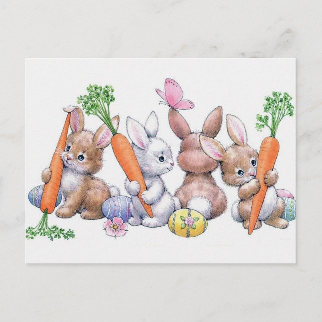 Retro vintage Valentine Easter bunnies Holiday (Front)