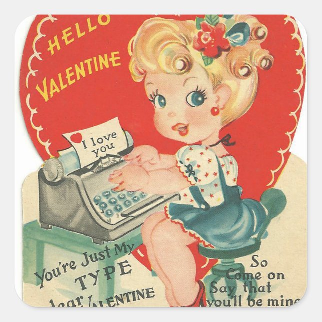 Retro Vintage Valentine femme Autocollant de vacan (Devant)