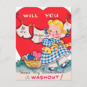 Retro Vintage Valentine fille Carte postale