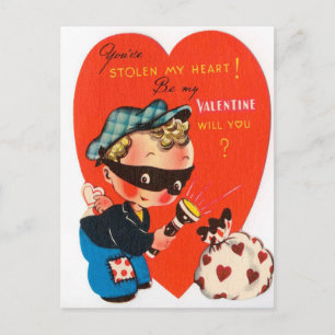 Retro Vintage Valentine garçon Carte postale