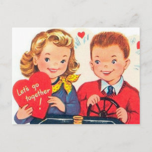 Retro Vintage Valentine Holiday postcard