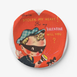 Retro vintage Valentine Holiday theif party Paper Plate
