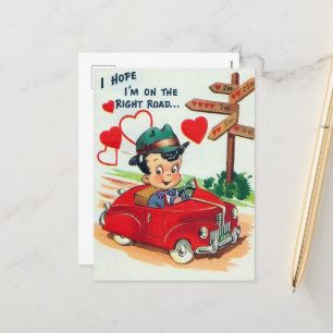 retro vintage Valentine man Holiday Postcard