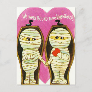 Retro Vintage Valentine Mummies Holiday postcard