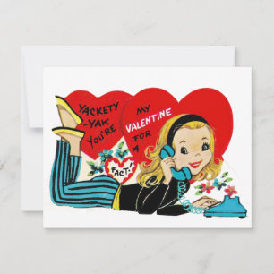 Retro Vintage Valentine Phone Girl Card