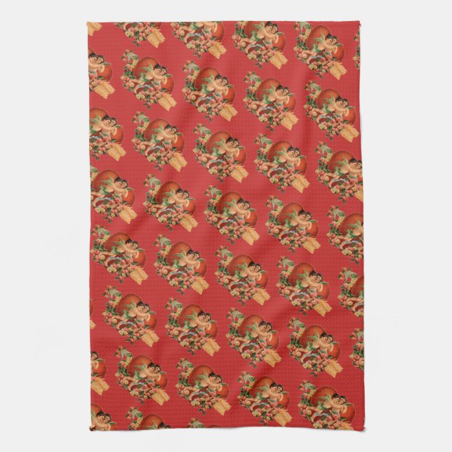 Retro/Vintage Valentine’s Cherubs Kitchen Towel (Vertical)
