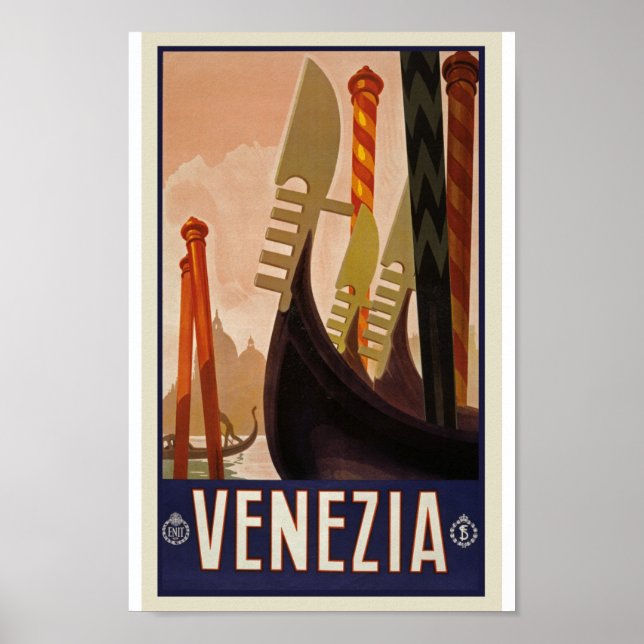 Retro Vintage Venezia Travel Classic Old Poster (Front)